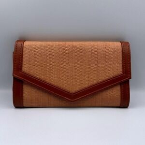 VTG 1960's Mr. Ralph Brown Clutch Purse Woven Straw Made in British Hong‎ Kong